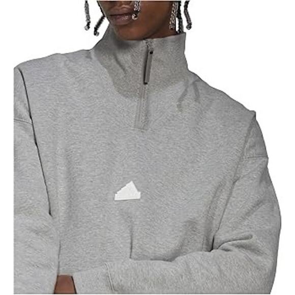 NWT Adidas Heathered Gray 1/4 Zip Performance Pullover Sweatshirt Men’s Large - Picture 9 of 9